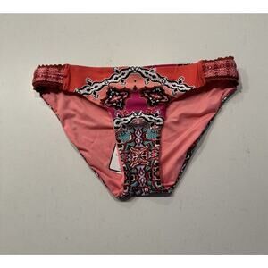 NEW Laundry By Shelli Segal Medium Colorful Bikini Bottom Crochet Trim Print